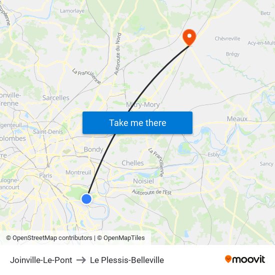 Joinville-Le-Pont to Le Plessis-Belleville map