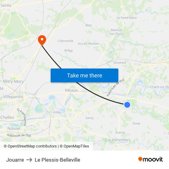 Jouarre to Le Plessis-Belleville map