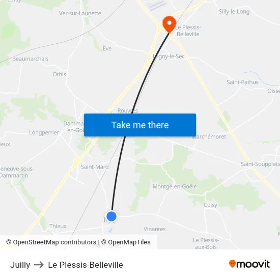 Juilly to Le Plessis-Belleville map