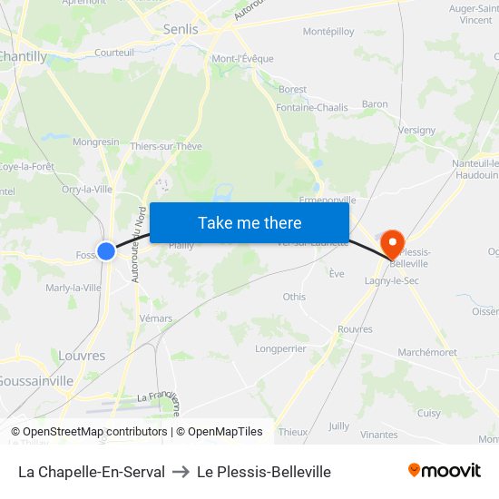 La Chapelle-En-Serval to Le Plessis-Belleville map