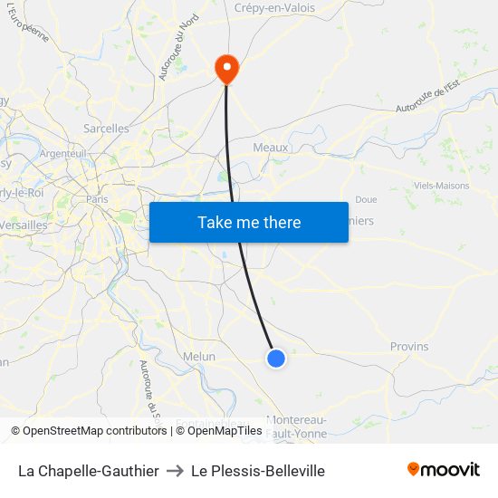 La Chapelle-Gauthier to Le Plessis-Belleville map