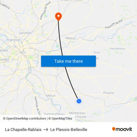 La Chapelle-Rablais to Le Plessis-Belleville map