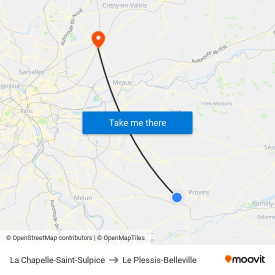 La Chapelle-Saint-Sulpice to Le Plessis-Belleville map