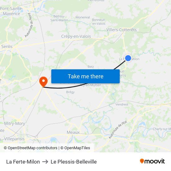 La Ferte-Milon to Le Plessis-Belleville map