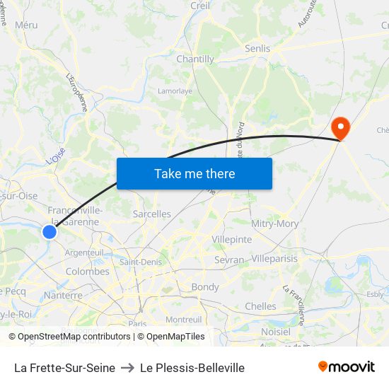 La Frette-Sur-Seine to Le Plessis-Belleville map