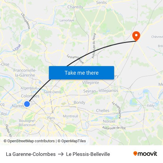 La Garenne-Colombes to Le Plessis-Belleville map