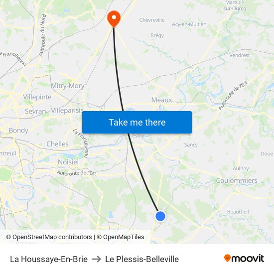 La Houssaye-En-Brie to Le Plessis-Belleville map