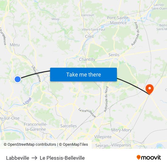 Labbeville to Le Plessis-Belleville map