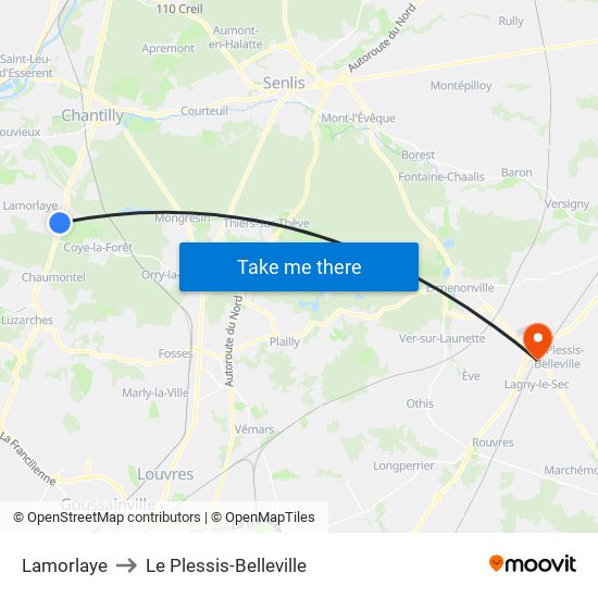 Lamorlaye to Le Plessis-Belleville map