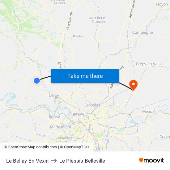 Le Bellay-En-Vexin to Le Plessis-Belleville map