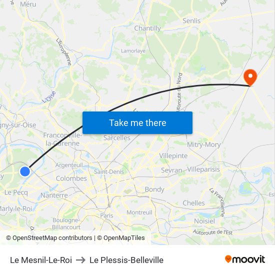 Le Mesnil-Le-Roi to Le Plessis-Belleville map