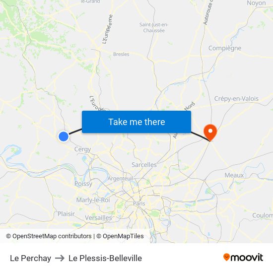 Le Perchay to Le Plessis-Belleville map