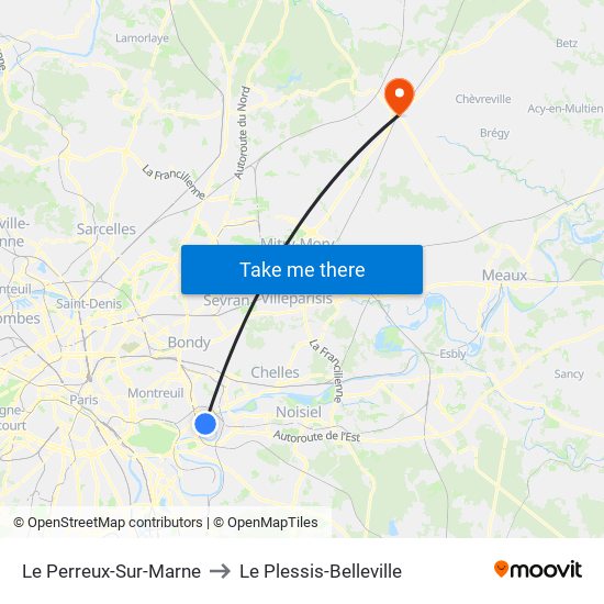 Le Perreux-Sur-Marne to Le Plessis-Belleville map