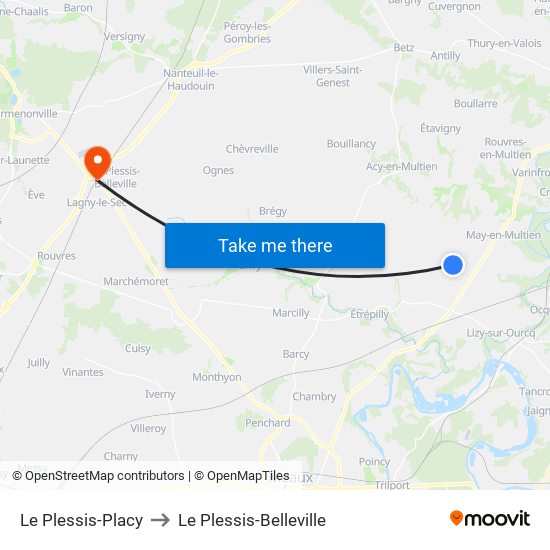 Le Plessis-Placy to Le Plessis-Belleville map