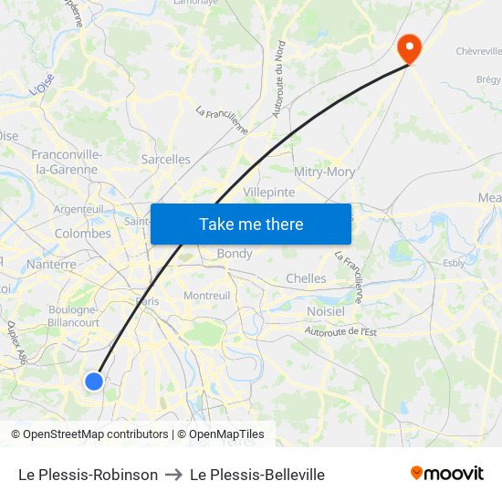 Le Plessis-Robinson to Le Plessis-Belleville map