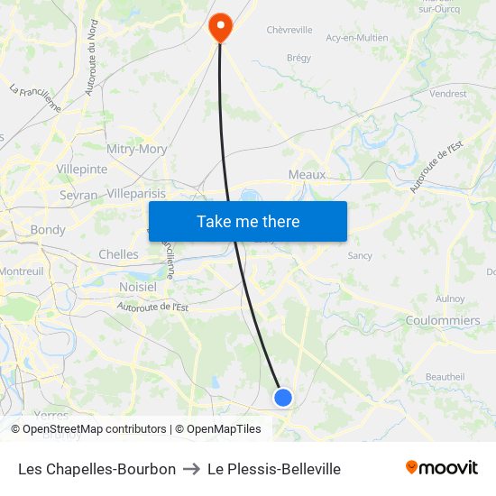 Les Chapelles-Bourbon to Le Plessis-Belleville map