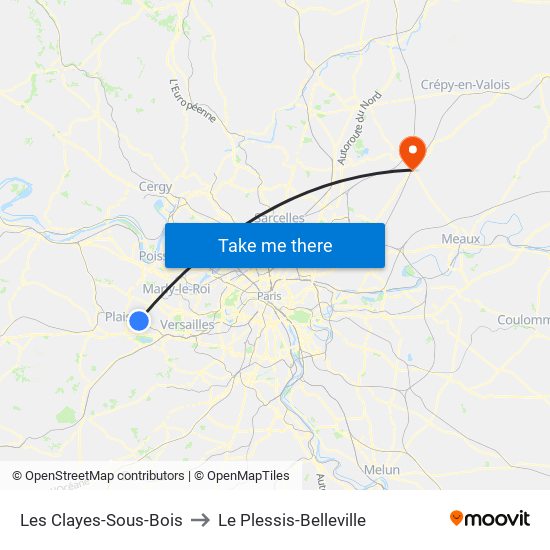 Les Clayes-Sous-Bois to Le Plessis-Belleville map