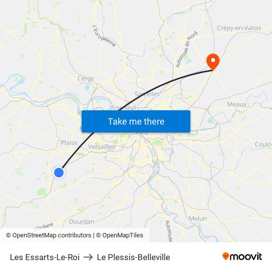 Les Essarts-Le-Roi to Le Plessis-Belleville map
