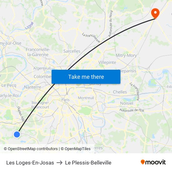 Les Loges-En-Josas to Le Plessis-Belleville map