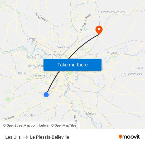 Les Ulis to Le Plessis-Belleville map