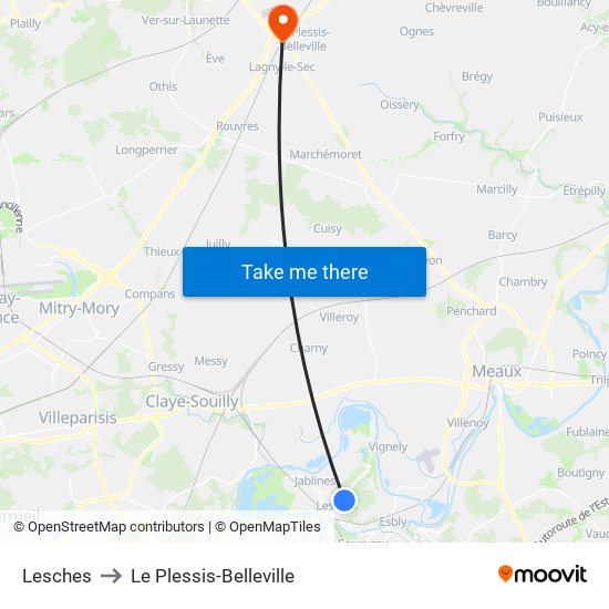 Lesches to Le Plessis-Belleville map