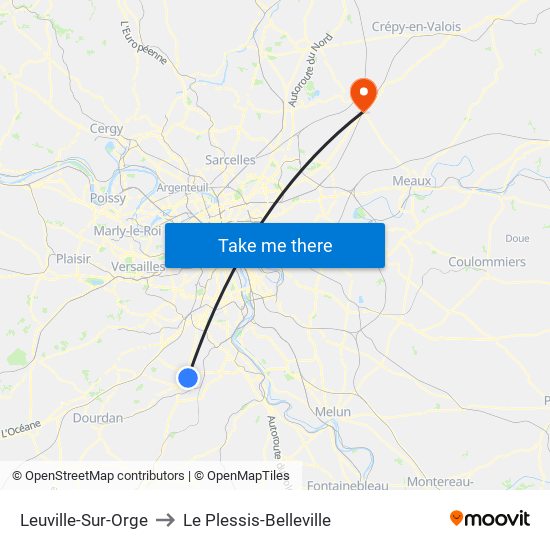 Leuville-Sur-Orge to Le Plessis-Belleville map