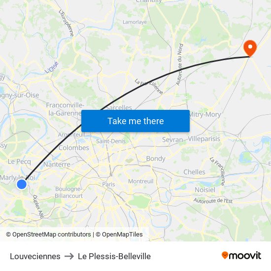 Louveciennes to Le Plessis-Belleville map