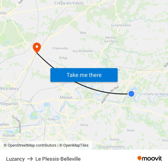 Luzancy to Le Plessis-Belleville map