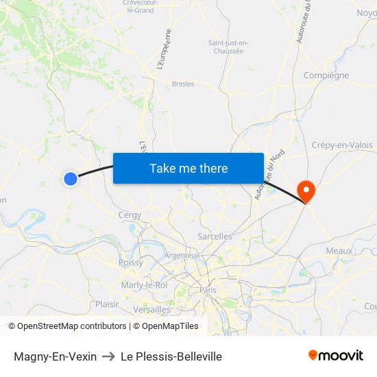 Magny-En-Vexin to Le Plessis-Belleville map