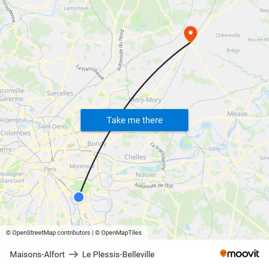 Maisons-Alfort to Le Plessis-Belleville map