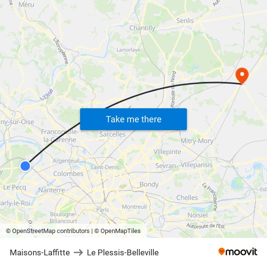 Maisons-Laffitte to Le Plessis-Belleville map
