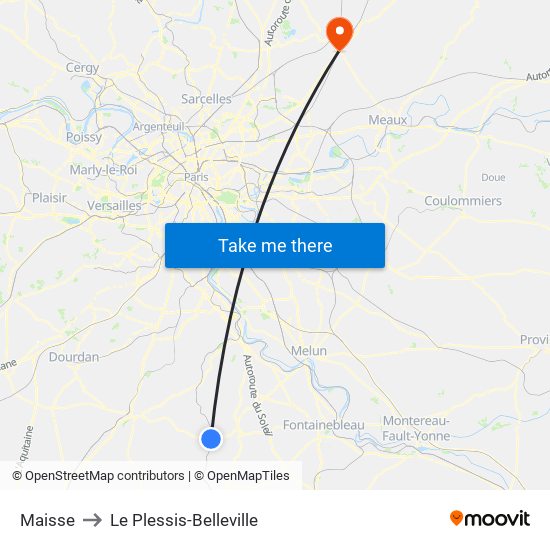 Maisse to Le Plessis-Belleville map