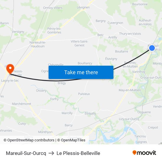 Mareuil-Sur-Ourcq to Le Plessis-Belleville map