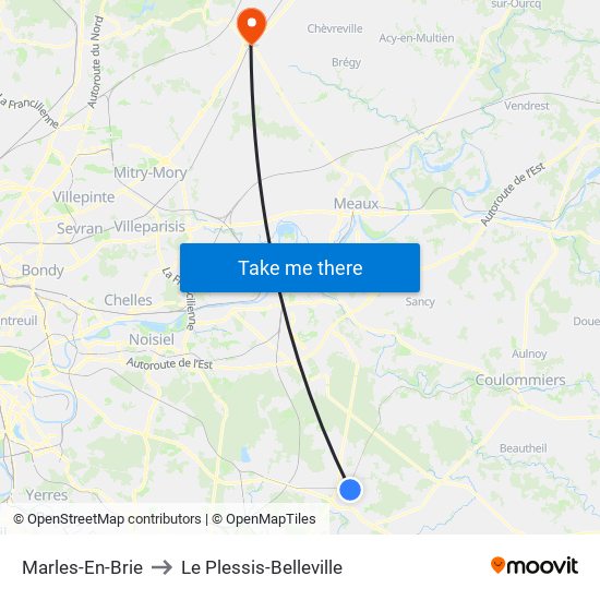 Marles-En-Brie to Le Plessis-Belleville map
