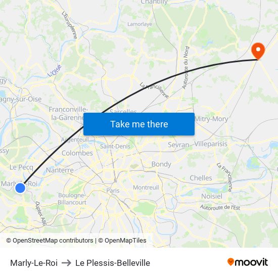 Marly-Le-Roi to Le Plessis-Belleville map