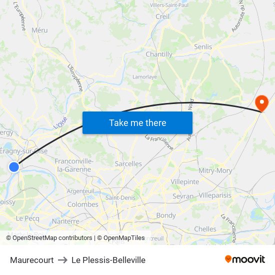 Maurecourt to Le Plessis-Belleville map