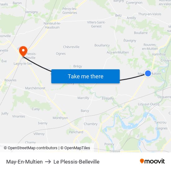 May-En-Multien to Le Plessis-Belleville map