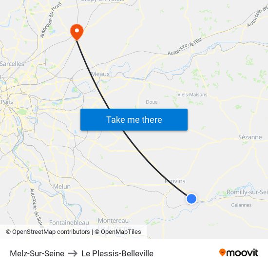 Melz-Sur-Seine to Le Plessis-Belleville map
