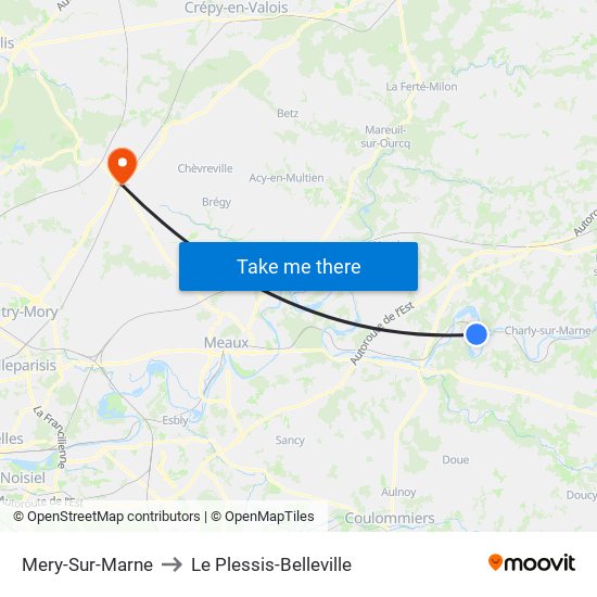 Mery-Sur-Marne to Le Plessis-Belleville map
