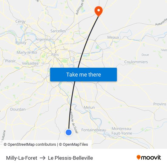 Milly-La-Foret to Le Plessis-Belleville map