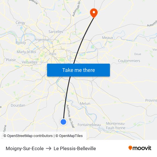 Moigny-Sur-Ecole to Le Plessis-Belleville map