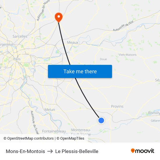 Mons-En-Montois to Le Plessis-Belleville map