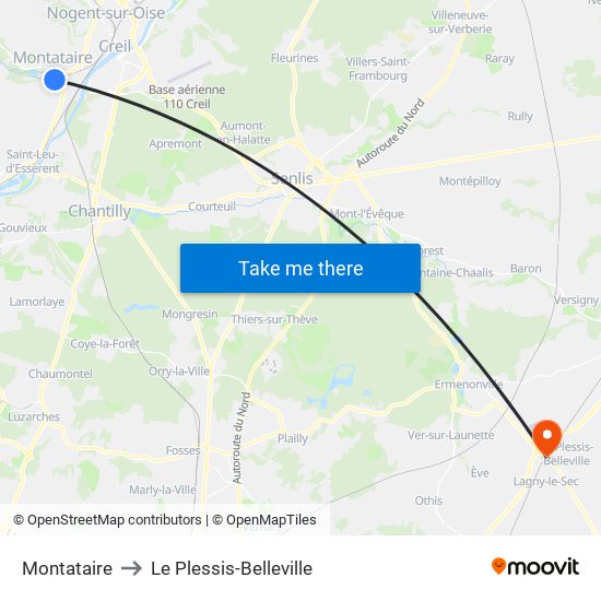 Montataire to Le Plessis-Belleville map