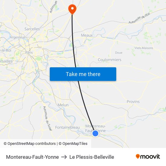 Montereau-Fault-Yonne to Le Plessis-Belleville map