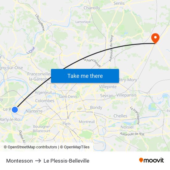 Montesson to Le Plessis-Belleville map