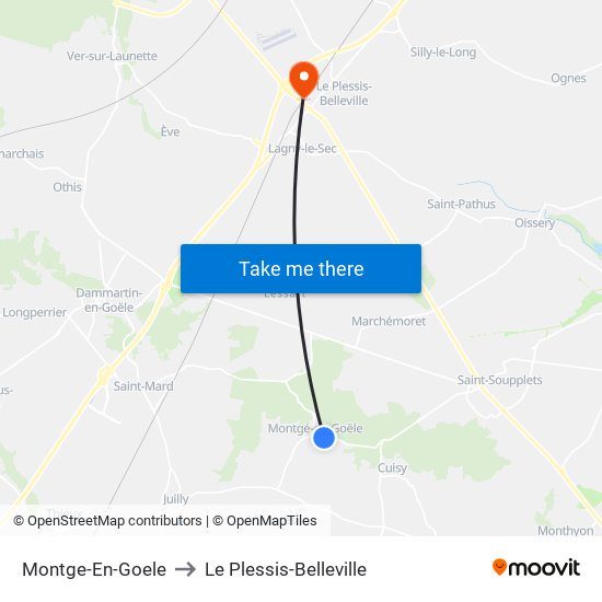 Montge-En-Goele to Le Plessis-Belleville map