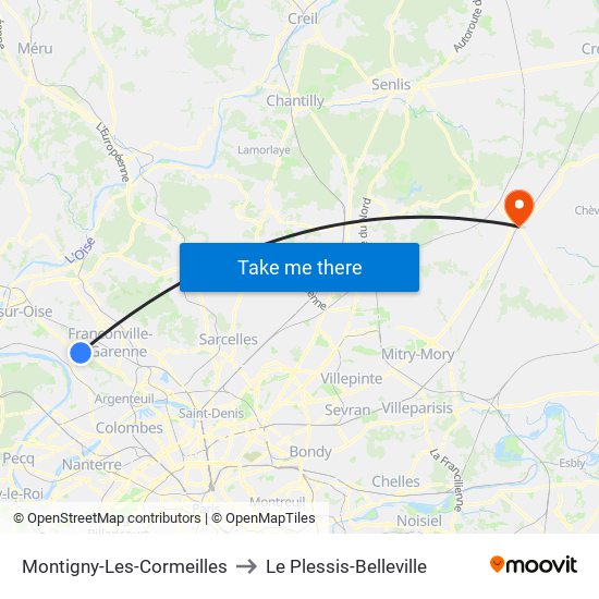 Montigny-Les-Cormeilles to Le Plessis-Belleville map