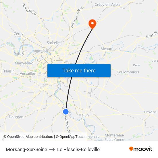 Morsang-Sur-Seine to Le Plessis-Belleville map