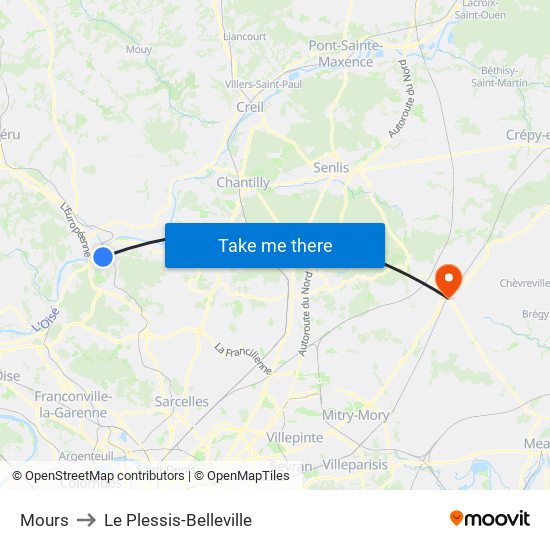 Mours to Le Plessis-Belleville map