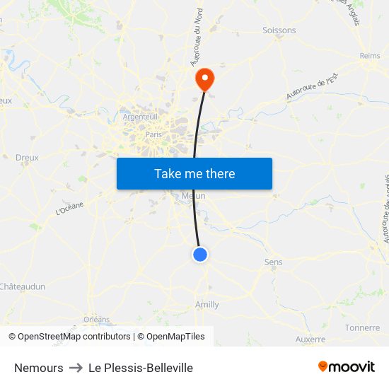 Nemours to Le Plessis-Belleville map